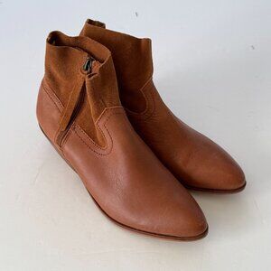 FRYE Brown Leather & Suede Women's Ankle Boots Size 8.5 Side Zipper